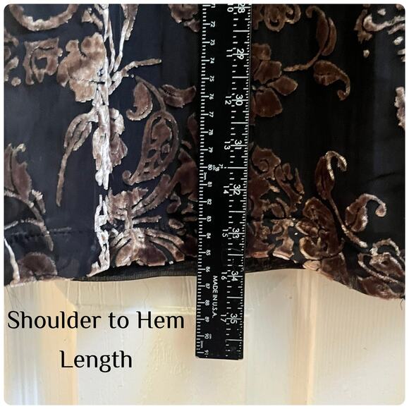 Vintage Yin Lin Silk Blend Velvet Burnout Button Front Duster Topper Medium - Picture 13 of 16